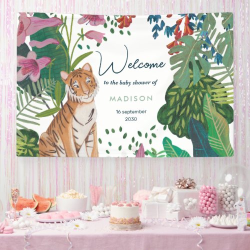 Cute Tiger Jungle Mommy to Be Baby Shower    Banner