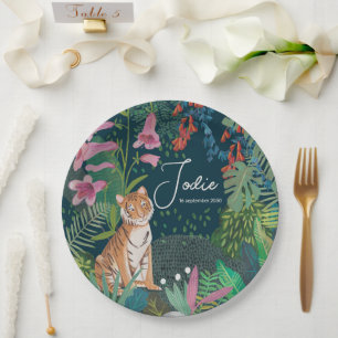 Cute Tiger Jungle New Baby Shower Paper Plates