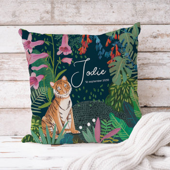 Cute Tiger Jungle New Baby Shower    Throw Pillow by CartitaDesign at Zazzle