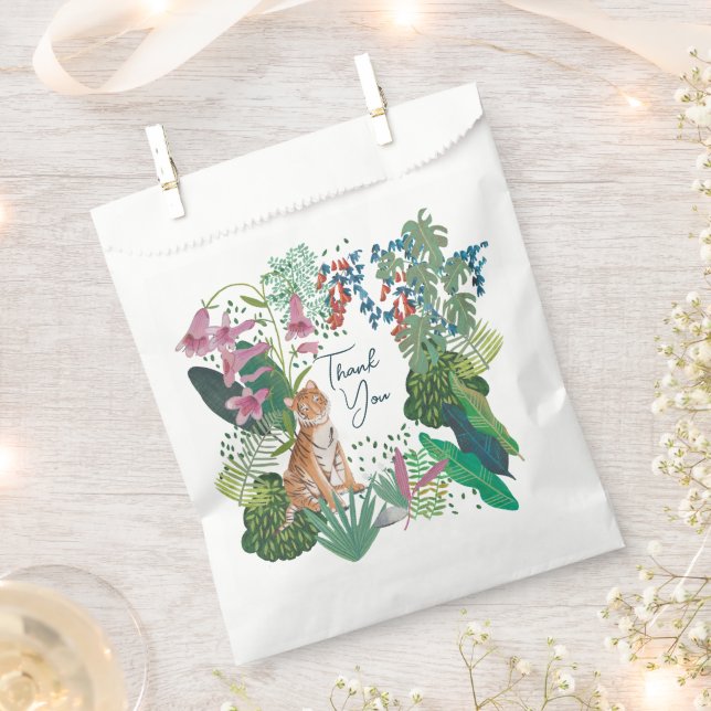 Cute Tiger Jungle Safari Thank you Baby Shower    Favor Bag (Clipped)