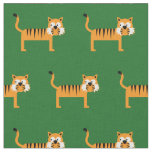 Cute Tiger Kid Baby Nursery Green Cat Fabric