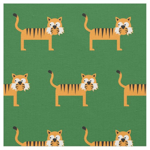 Cute Tiger Kid Baby Nursery Green Cat Fabric