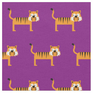 Cute Tiger Kid Baby Nursery Purple Cat Fabric
