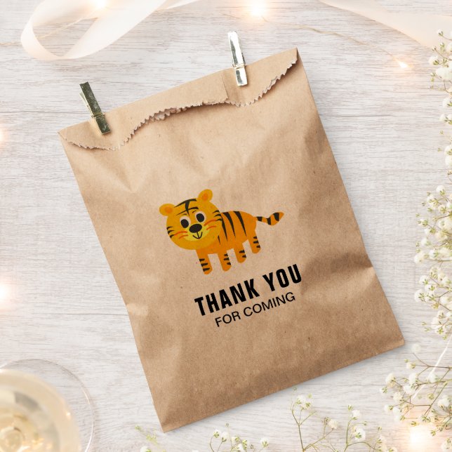 Cute Tiger Kids Birthday Party Favor Bag (Clipped)