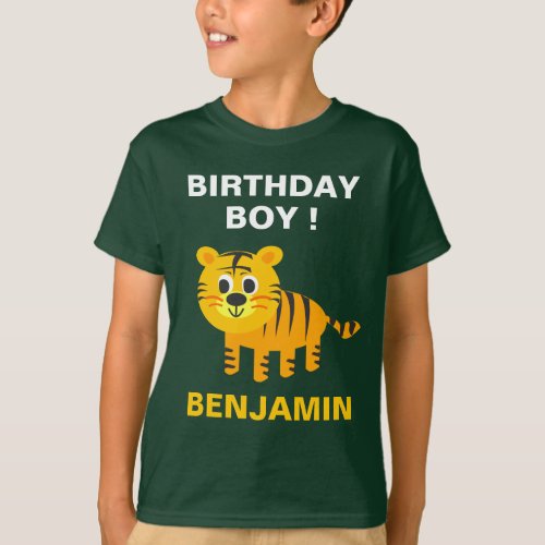 Cute Tiger Kids Birthday Party T_Shirt