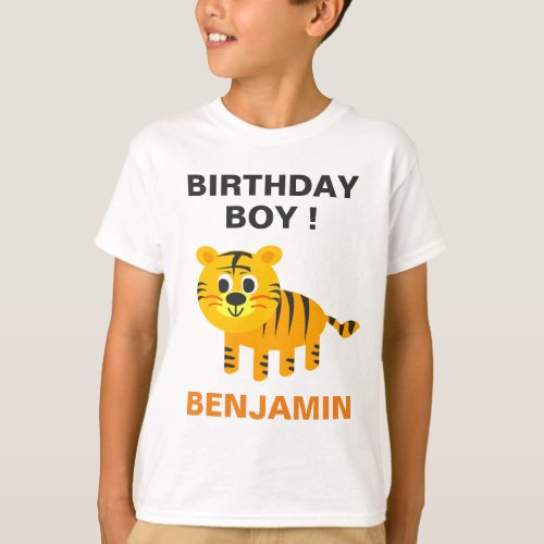 Cute Tiger Kids Birthday Party T_Shirt