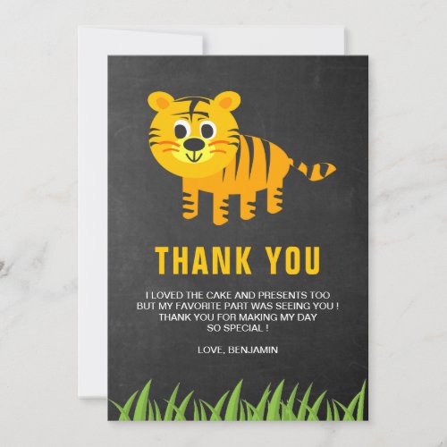 Cute Tiger Kids Birthday Party Thank You Card