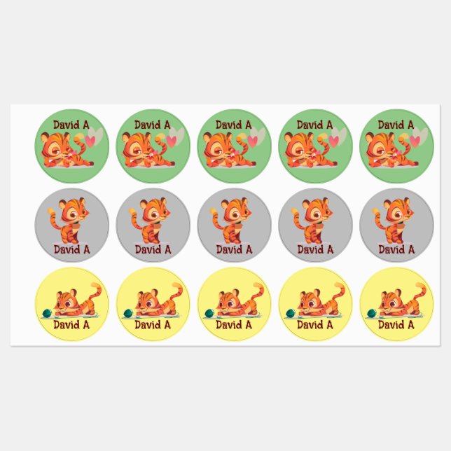 cute tiger kids labels (Sheet)