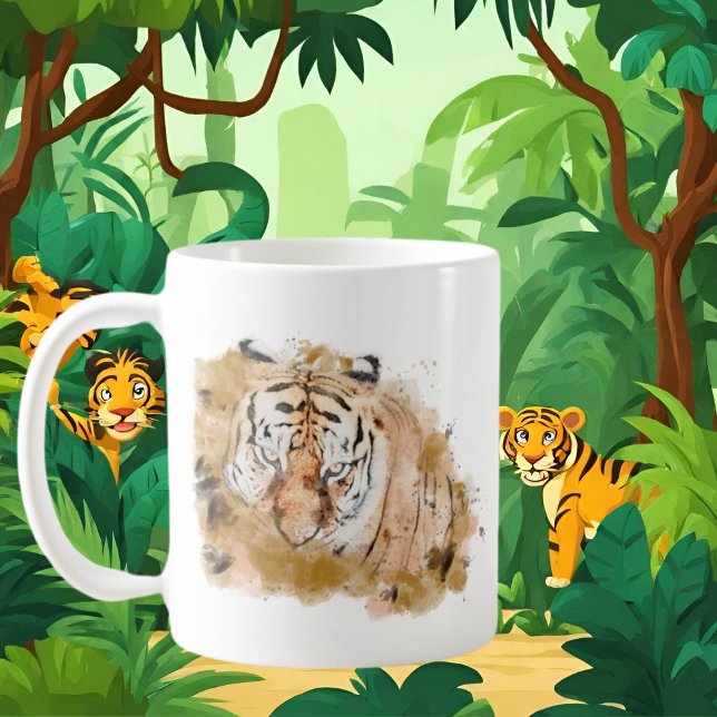 cute tiger lovers add monogram coffee mug (Creator Uploaded)