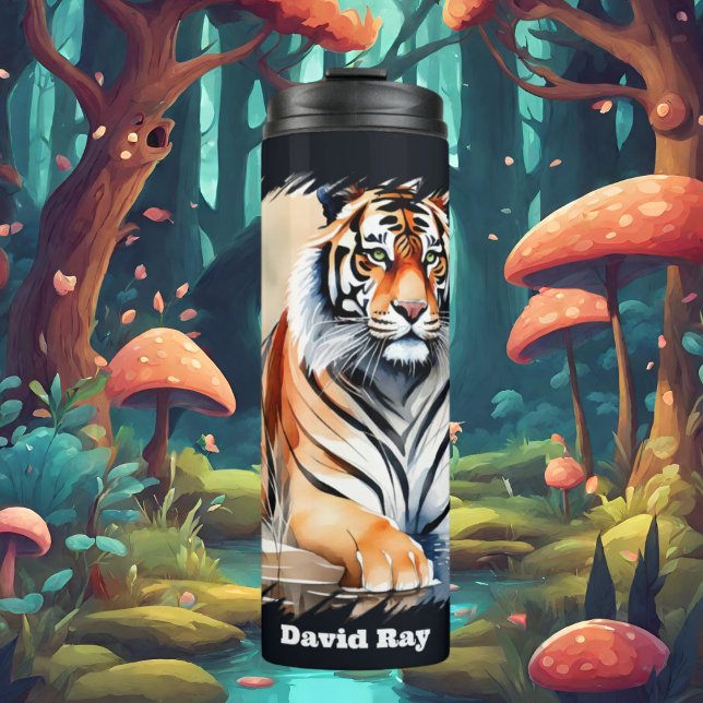 Cute tiger lovers add name  thermal tumbler (Creator Uploaded)