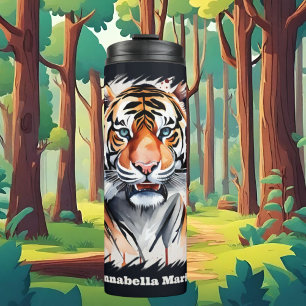 Cute tiger lovers add name thermal tumbler