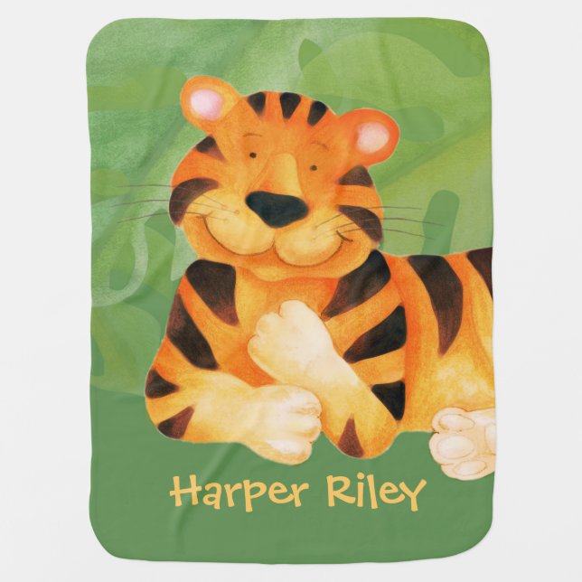 Cute Tiger painting name custom blanket (Front)
