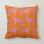Cute Tiger Pattern in Vibrant Pink and Orange Throw Pillow