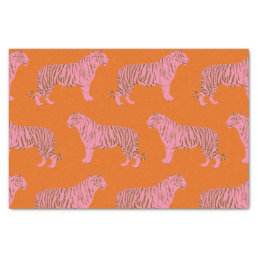 Cute Tiger Pattern in Vibrant Pink and Orange Tissue Paper