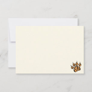 Cute Tiger Paw Print Blank Cream Off White Note Card