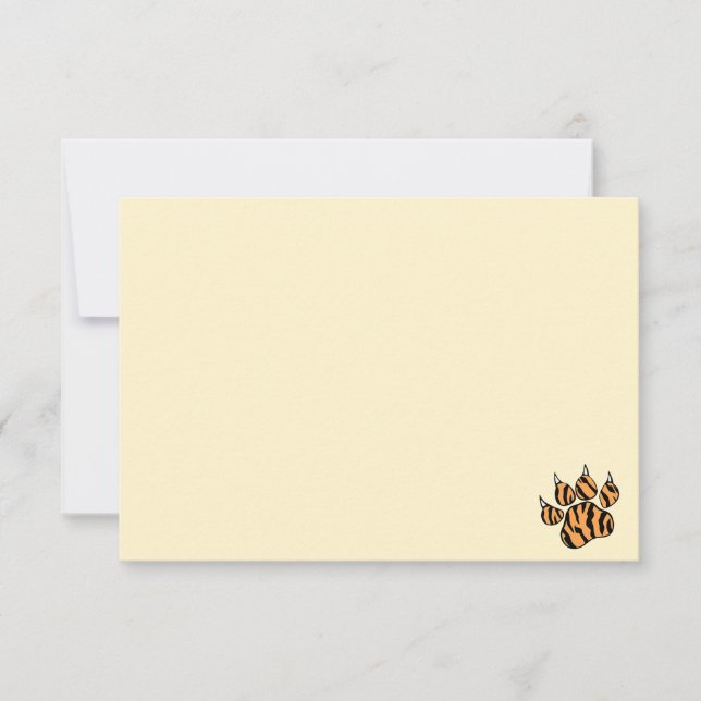Cute Tiger Paw Print Custom Blank  Note Card (Front)