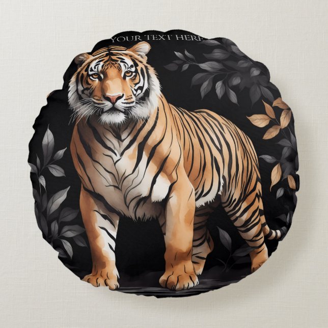 Cute Tiger Personalize Gift With Your Own Design Round Pillow (Front)