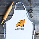 Cute Tiger Personalized Kids' Apron<br><div class="desc">This kids' apron for animal lovers features a cute tiger illustration. Personalize it with your child's name in black letters. Makes a great apron for boys or girls!</div>