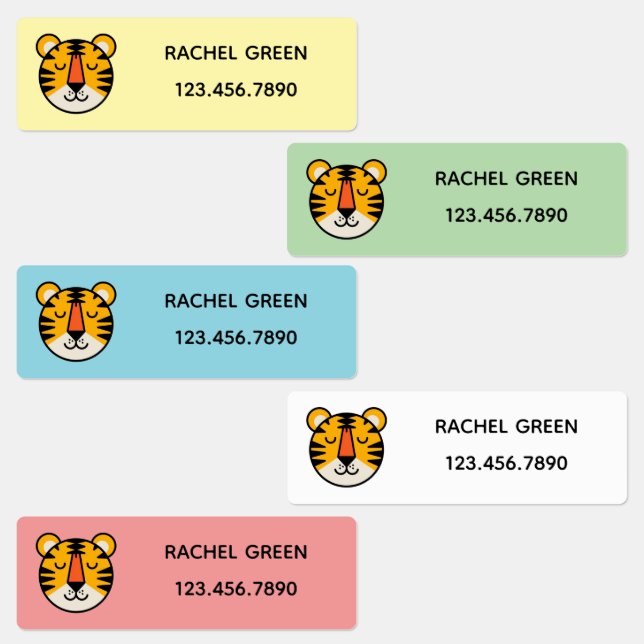 Cute Tiger Personalized Name Labels | Animal Theme (Group)