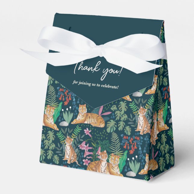 Cute Tiger Safari Jungle Baby Shower   Favor Boxes (Front Side)