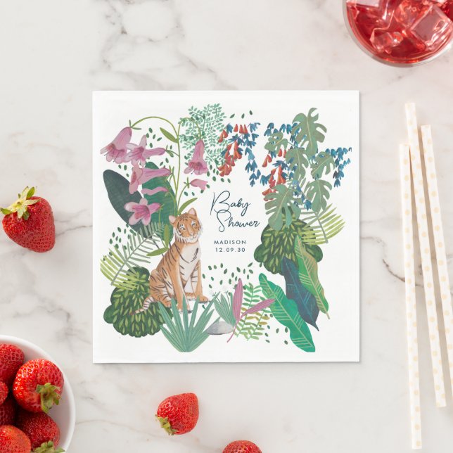 Cute Tiger Safari Jungle New Baby Shower    Napkins (Insitu)