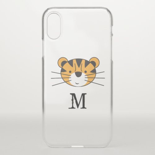 Cute tiger safari orange and black monogram iPhone x case