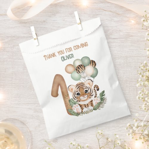 Cute Tiger Safari Wild One Boy 1st Birthday Party Favor Bag