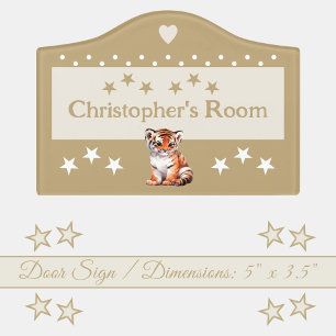Cute tiger stars baby's room add name brown door sign