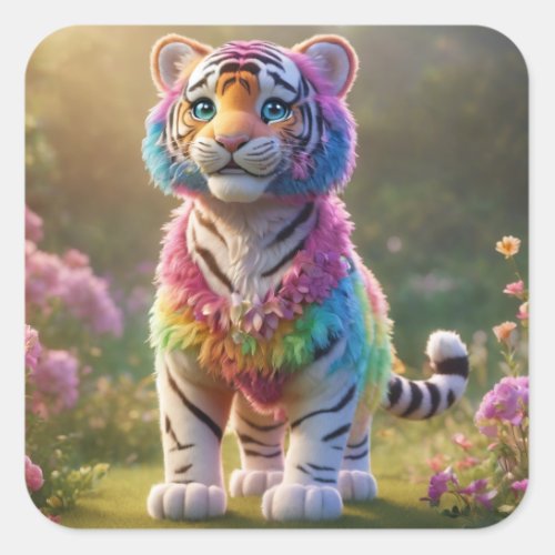Cute tiger sticker square sticker