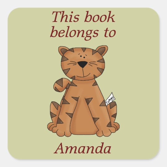 Cute Tiger This Book Belongs To Book Plate Sticker