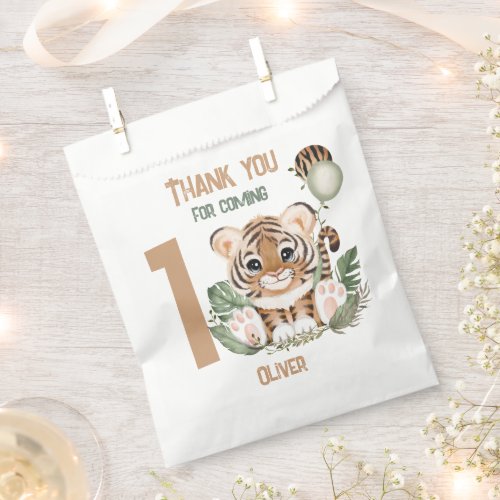 Cute Tiger Wild One Boy 1st Birthday Party Favor Bag