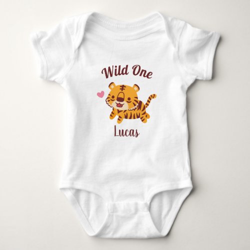 Cute Tiger Wild One Funny baby bodysuit