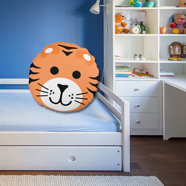 Cute Tiger Wild One Jungle Safari Animal Cartoon Round Pillow (Creator Uploaded)