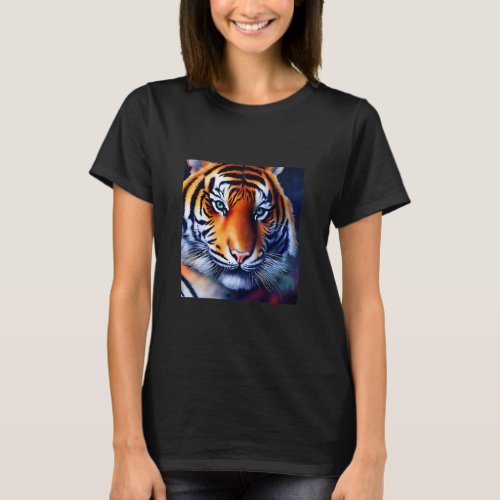 Cute Tiger Wild Wildlife Artistic Watercolour 7  T_Shirt