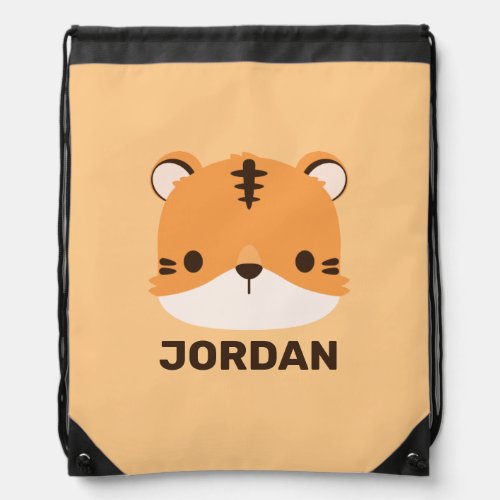 Cute Tiger with Personalized Nam Drawstring Bag