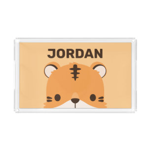 Cute Tiger with Personalized Name Acrylic Tray