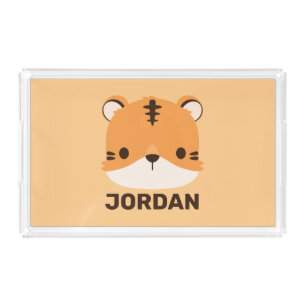 Cute Tiger with Personalized Name Acrylic Tray