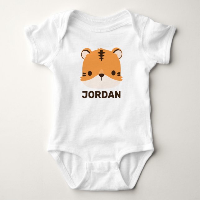 Cute Tiger with Personalized Name Baby Bodysuit (Front)