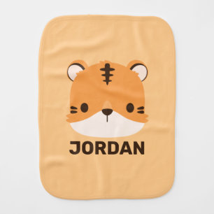 Cute Tiger with Personalized Name Baby Burp Cloth