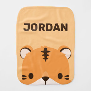 Cute Tiger with Personalized Name Baby Burp Cloth
