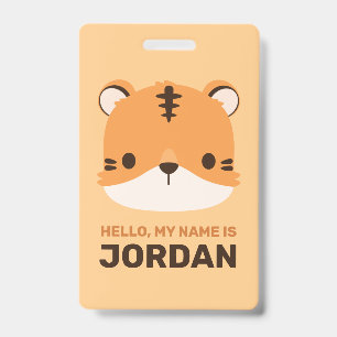 Cute Tiger with Personalized Name Badge