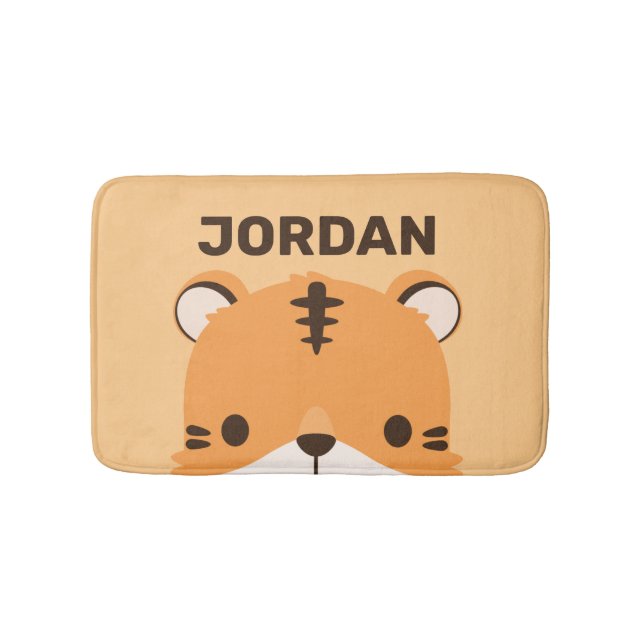 Cute Tiger with Personalized Name Bath Mat (Front)