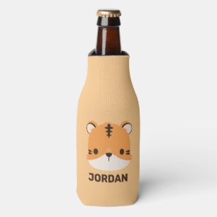 Cute Tiger with Personalized Name Bottle Cooler