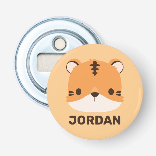 Cute Tiger with Personalized Name Bottle Opener (Front)