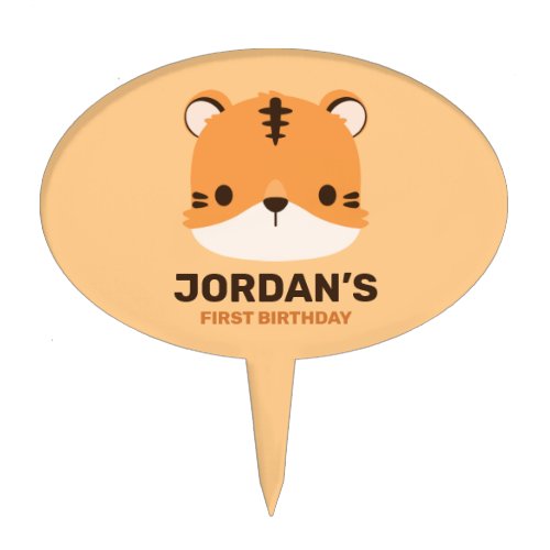 Cute Tiger with Personalized Name Cake Topper