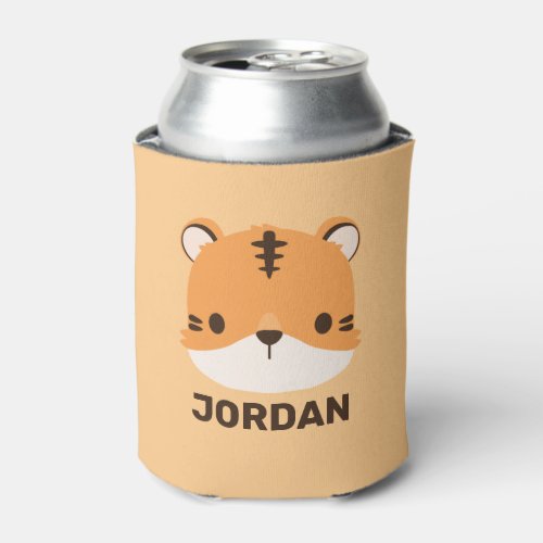 Cute Tiger with Personalized Name Can Cooler