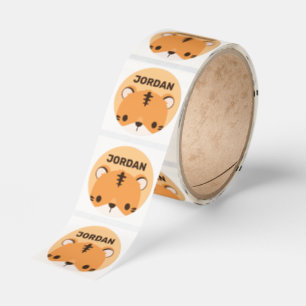 Cute Tiger with Personalized Name Classic Round Sticker