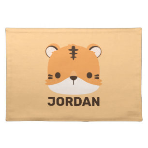 Cute Tiger with Personalized Name Cloth Placemat