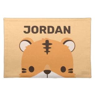 Cute Tiger with Personalized Name Cloth Placemat