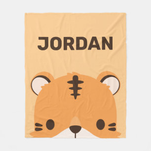 Cute Tiger with Personalized Name Fleece Blanket
